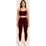 HNX Kadın Yüksek Bel Toparlayıcı Tam Boy Spor Tayt | Bordo