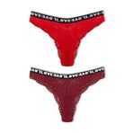 HNX UNDERWEAR 2'li Lastik Şeritli Dantelli Brazil Kadın Külot Kırmızı Mor M/L hnxNM3243