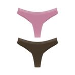 HNX UNDERWEAR 2'li Micro Lazer Kesim Petek Lastik Hayalet String Kadın Tanga Külot Leylak-Siyah M hnxNM8061