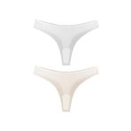 HNX UNDERWEAR 2'li Mikro Kumaş Lazer Kesim Hayalet String Tanga Kadın Külot Beyaz-Ekru L hnxNM6896