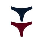 HNX UNDERWEAR 2'li Mikro Kumaş Lazer Kesim Hayalet String Tanga Kadın Külot Bordo-lacivert L hnxNM6915