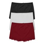 HNX UNDERWEAR 3'lü Dantel Detaylı Pamuklu Kadın Tayt Şort Siyah-Beyaz-Bordo XL hnxNM6328