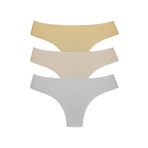HNX UNDERWEAR 3'lü İnterlok Kumaş İz Yapmaz Hayalet Dikişsiz Brazil Kadın Külot Ten Ekru Beyaz S/M hnxNM386