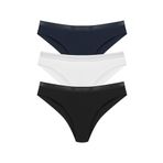 HNX UNDERWEAR 3'lü Micro Lazer Kesim Petek Lastik Hayalet Brazil Kadın Külot Siyah-Beyaz-Lacivert L hnxNM3554