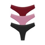HNX UNDERWEAR 3'lü Micro Lazer Kesim Petek Lastik Hayalet String Kadın Tanga Külot Mor-Siyah-Macenta XL hnxNM8072