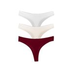 HNX UNDERWEAR 3'lü Mikro Kumaş Lazer Kesim Hayalet String Tanga Kadın Külot Bordo-Ekru-Beyaz L hnxNM7046