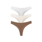 HNX UNDERWEAR 3'lü Mikro Kumaş Lazer Kesim Hayalet String Tanga Kadın Külot Kahve-Beyaz-Ekru L hnxNM6985