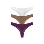 HNX UNDERWEAR 3'lü Mikro Kumaş Lazer Kesim Hayalet String Tanga Kadın Külot Kahve-Mor-Beyaz M hnxNM7042