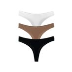 HNX UNDERWEAR 3'lü Mikro Kumaş Lazer Kesim Hayalet String Tanga Kadın Külot Kahve-siyah-Beyaz L hnxNM6996