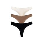 HNX UNDERWEAR 3'lü Mikro Kumaş Lazer Kesim Hayalet String Tanga Kadın Külot Kahve-Siyah-Ekru XL hnxNM7002