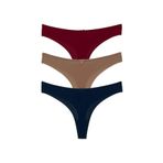 HNX UNDERWEAR 3'lü Mikro Kumaş Lazer Kesim Hayalet String Tanga Kadın Külot Lacivert-Kahve-Bordo XL hnxNM6959