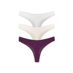 HNX UNDERWEAR 3'lü Mikro Kumaş Lazer Kesim Hayalet String Tanga Kadın Külot Mor-Ekru-Beyaz M hnxNM7023