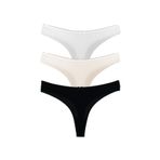 HNX UNDERWEAR 3'lü Mikro Kumaş Lazer Kesim Hayalet String Tanga Kadın Külot Siyah-Beyaz-Ekru XL hnxNM7045