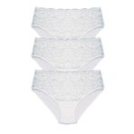 HNX UNDERWEAR 3'lü Pamuklu Dantelli Yüksek Bel Büyük Beden Kadın Külot BEYAZ 4XL hnxNM3012