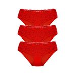 HNX UNDERWEAR 3'lü Pamuklu Dantelli Yüksek Bel Büyük Beden Kadın Külot KIRMIZI 2XL hnxNM3038