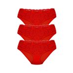 HNX UNDERWEAR 3'lü Pamuklu Dantelli Yüksek Bel Büyük Beden Kadın Külot KIRMIZI 3XL hnxNM3036