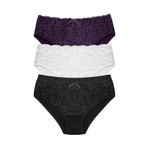 HNX UNDERWEAR 3'lü Pamuklu Dantelli Yüksek Bel Büyük Beden Kadın Külot MIX COLOUR XL hnxNM3006