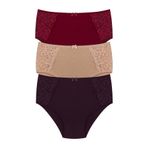 HNX UNDERWEAR 3'lü Yüksek Bel Büyük Beden Yanları Dantel Detaylı Pamuklu Bato Kadın Külot Bordo Kahve Mor 6XL hnxNM2267