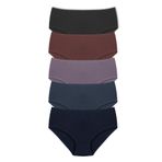 HNX UNDERWEAR 5'li İğne Raporlu Bato Kadın Külot Siyah-Koyu Kahve-Eflatun-Denim-Lacivert XL hnxNM4224