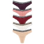 HNX UNDERWEAR 5'li Lastik Şeritli Dantelli Brazil Kadın Külot Mor Lacivert Ekru Kahve Bordo M/L hnxNM3268