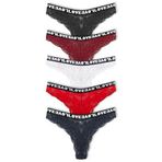 HNX UNDERWEAR 5'li Lastik Şeritli Dantelli Brazil Kadın Külot Siyah Lacivert Beyaz Kırmızı Bordo M/L hnxNM3266