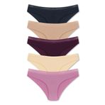HNX UNDERWEAR 5'li Micro Kumaş Petek Lastik Bikini Kadın Külot Siyah Kahve Leylak Ten Bordo M hnxNM3479