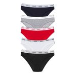 HNX UNDERWEAR 5'li Pamuklu Yazılı Jakar Lastik Kadın Slip Külot Lacivert-Gri-Kırmızı-Beyaz-Siyah M hnxNM1853