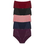 HNX UNDERWEAR 5'li Yüksek Bel Büyük Beden Dantel Detaylı Pamuklu Kadın Külot Bordo-Beyaz-Vizon-Ekru-Mor 2XL hnxNM2891