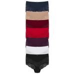 HNX UNDERWEAR 7'li Dantelli Yüksek Bel Büyük Beden Kadın Külot Lacivert-Kahve-Bordo-Kırmızı-Mor-Beyaz-Siyah 4XL hnxNM2588
