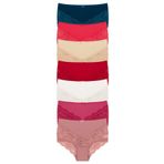 HNX UNDERWEAR 7'li Dantelli Yüksek Bel Büyük Beden Kadın Külot Petrol-Nar-Ten-Kırmızı-Ekru-Mürdüm-Vizon 6XL hnxNM2593