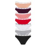 HNX UNDERWEAR 7'li Pamuklu Yazılı Jakar Lastik Kadın Slip Külot Kahve-Mor-Vizon-Kırmızı-Beyaz-Gri-Siyah L hnxNM1857