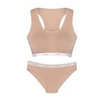 HNX UNDERWEAR Açık Kahverengi Lastikli Spor Sütyen ve Bikini Kadın Külot Açık Kahverengi L hnxNM8331