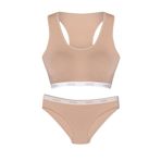 HNX UNDERWEAR Açık Kahverengi Lastikli Spor Sütyen ve Bikini Kadın Külot Açık Kahverengi XL hnxNM8340