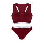 HNX UNDERWEAR Bordo Lastikli Spor Sütyen ve Bikini Kadın Külot Bordo L hnxNM8347