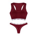 HNX UNDERWEAR Bordo Lastikli Spor Sütyen ve Tanga Kadın Külot Bordo M hnxNM8186