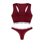 HNX UNDERWEAR Bordo Lastikli Spor Sütyen ve Tanga Kadın Külot Bordo XL hnxNM8179