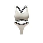 HNX UNDERWEAR Ekru LOVE Lastikli Büstiyer Brazil Külot Kadın Spor İç Çamaşırı Takım Ekru L hnxNM8406