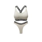 HNX UNDERWEAR Ekru LOVE Lastikli Büstiyer Brazil Külot Kadın Spor İç Çamaşırı Takım Ekru XL hnxNM8395