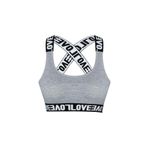 HNX UNDERWEAR Gri Pamuklu LOVE Lastik Çapraz Askılı Pedli Kadın Büstiyer Gri XL hnxNM608