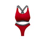 HNX UNDERWEAR Kırmızı LOVE Lastikli Büstiyer Brazil Külot Kadın Spor İç Çamaşırı Takım Kırmızı L hnxNM8394