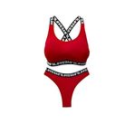 HNX UNDERWEAR Kırmızı LOVE Lastikli Büstiyer Brazil Külot Kadın Spor İç Çamaşırı Takım Kırmızı XL hnxNM8402