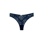 HNX UNDERWEAR Lacivert Taş ve Tül Detaylı Dantel Tanga Kadın Külot Lacivert M hnxNM7462