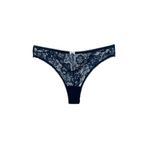 HNX UNDERWEAR Lacivert Taş ve Tül Detaylı Dantel Tanga Kadın Külot Lacivert XL hnxNM7470