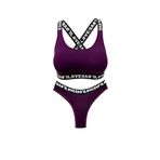 HNX UNDERWEAR Mor LOVE Lastikli Büstiyer Brazil Külot Kadın Spor İç Çamaşırı Takım Mor M hnxNM8409