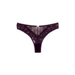 HNX UNDERWEAR Mor Taş ve Tül Detaylı Dantel Tanga Kadın Külot Mor M hnxNM7454