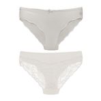 HNX UNDERWEAR Önü Mikro Kumaş Lazer Kesim Arkası Dantel Bikini Slip Kadın Külot Ekru XL hnxNM3374