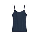 HNX UNDERWEAR Pamuklu Fitilli Dokulu İnce Askılı Kadın Atlet (Lacivert, M)