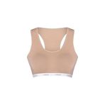 HNX UNDERWEAR Pamuklu Yazılı Lastikli Çapraz Askılı Çıkarılabilir Kaplı Kadın Sporcu Sütyen (Açık Kahverengi, M)