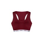 HNX UNDERWEAR Pamuklu Yazılı Lastikli Çapraz Askılı Çıkarılabilir Kaplı Kadın Sporcu Sütyen (Bordo, L)