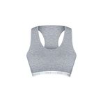 HNX UNDERWEAR Pamuklu Yazılı Lastikli Çapraz Askılı Çıkarılabilir Kaplı Kadın Sporcu Sütyen (Gri, XL)
